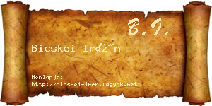 Bicskei Irén névjegykártya